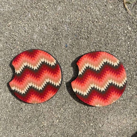 Boho Chevron Neoprene Car Coaster 2 Pack | Western Coasters | Coaster Set - Picture 5 of 8